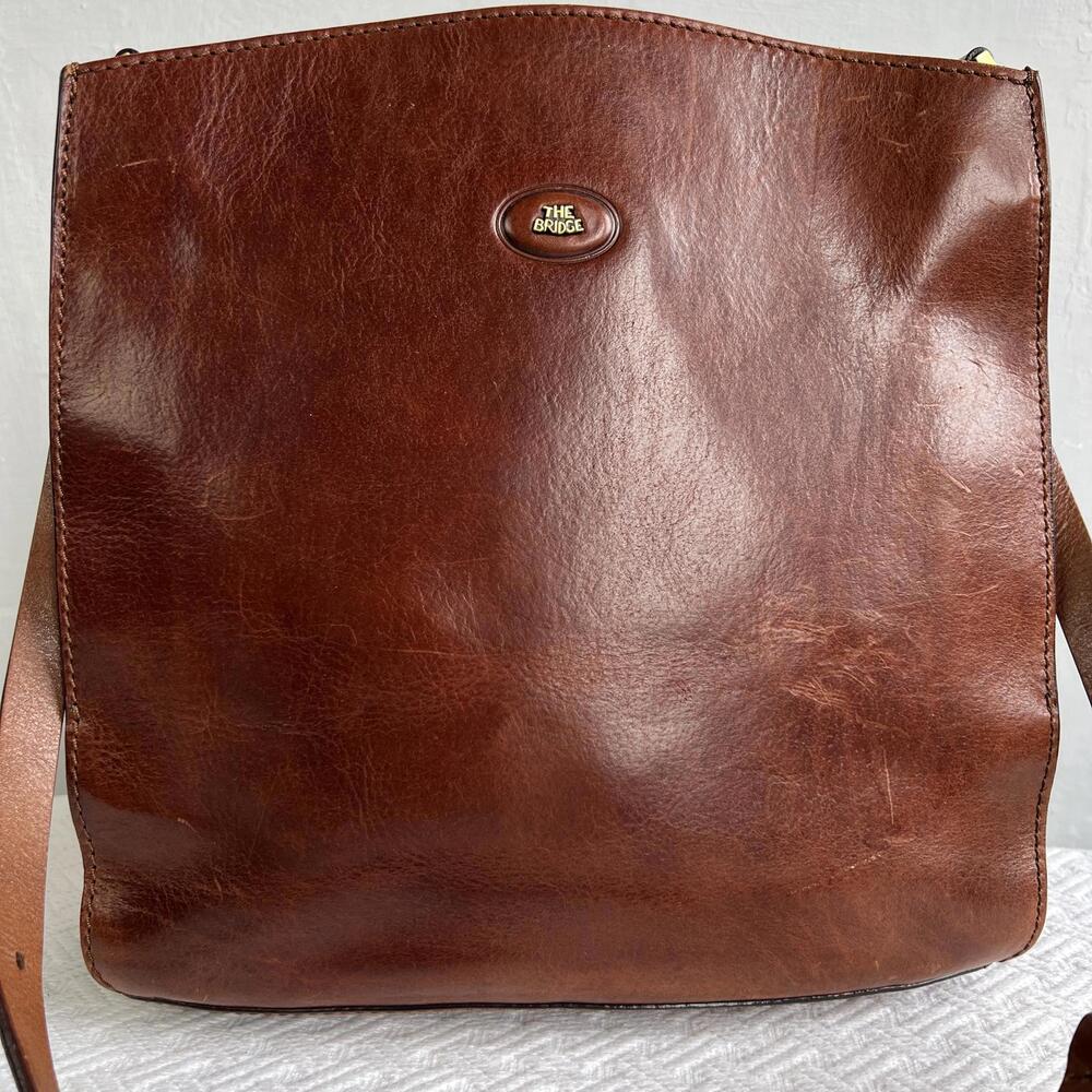 The Bridge Brown Leather Crossbody Bag Italian Academia Quiet Luxury Prep Purse - Picture 2 of 15